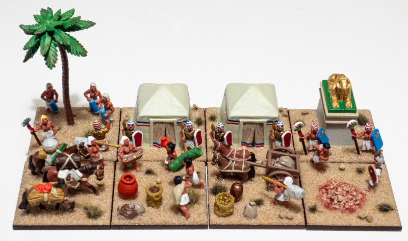 New_Kingdom_Egyptian_05.jpg (840.92 KiB) 6682 mal betrachtet Das Lager. Rechts unten Bodycount auf ägyptische Art: Hände der gefallenen Feinde abhacken und zählen.