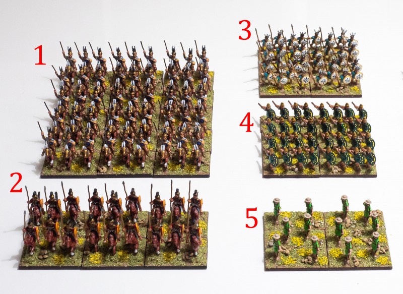 Polybian_Romans_02.jpg (715.22 KiB) 5050 mal betrachtet 1. Italian allied cavalry, Reg Cv (O). 2. Roman cavalry, Reg Cv (O). 3. Italian extraordinarii foot, Reg Ax (S). 4. Thracian volunteers, Reg Ax (O). 5. Cretan archers, Reg Ps (O).